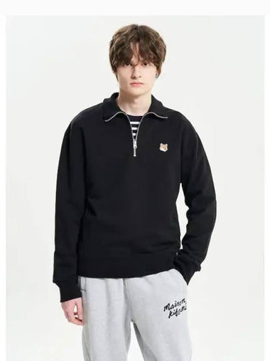 Men s Foxhead Patch Comfort Half Zip up Sweatshirt Black Domestic Product GM0024012377262 - MAISON KITSUNE - BALAAN 1