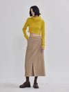 modified obi detail A-line front slit corduroy skirt beige - LIE - BALAAN 5