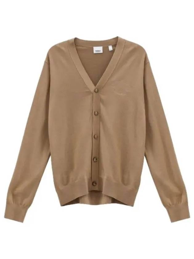 Embroidered oak leaf wool cardigan beige - BURBERRY - BALAAN 1