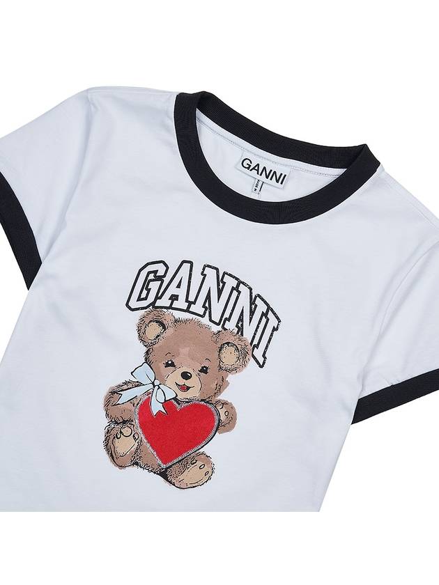 Basic Jersey Bear Print Short Sleeve T-Shirt White - GANNI - BALAAN 4