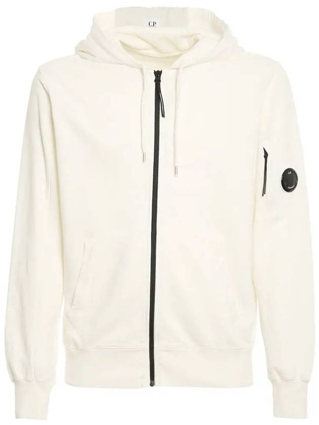 Light Fleece Lens Wappen Hood Zip-Up White - CP COMPANY - BALAAN.