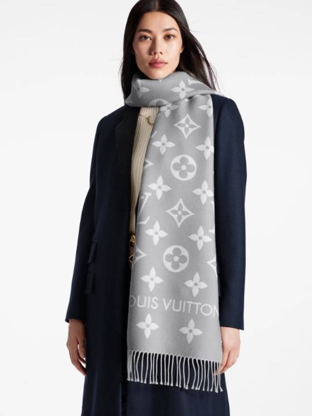 LV Essential Monogram Wool Scarf Light Grey - LOUIS VUITTON - BALAAN 7