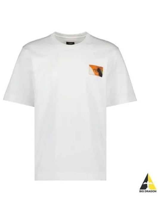 Logo label patch short sleeve t-shirt - FENDI - BALAAN 2