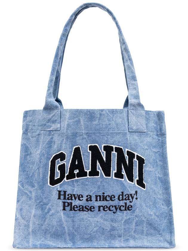 Logo Tote Bag Shoulder Bag Light Blue Women's - GANNI - BALAAN 1