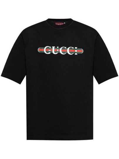 Logo Print Short Sleeve T-Shirt Black - GUCCI - BALAAN 2