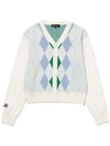 Viscose Argyle V-neck Knit Cardigan IVORY - 20THHOLE - BALAAN 1