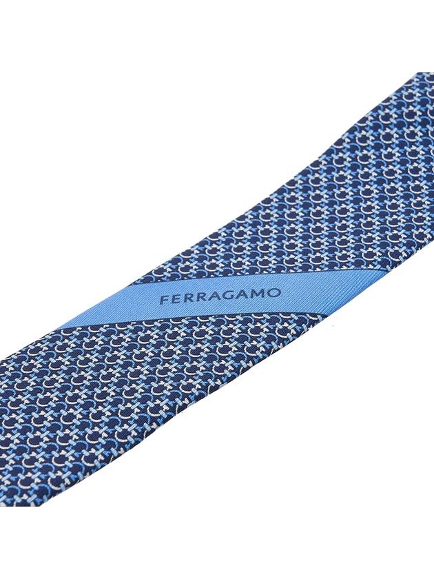 Gancini Pattern Silk Tie Blue - SALVATORE FERRAGAMO - BALAAN 9