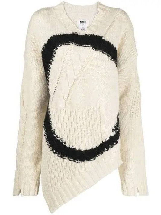 Women's Oversized Wool Knit Top White - MAISON MARGIELA - BALAAN 2