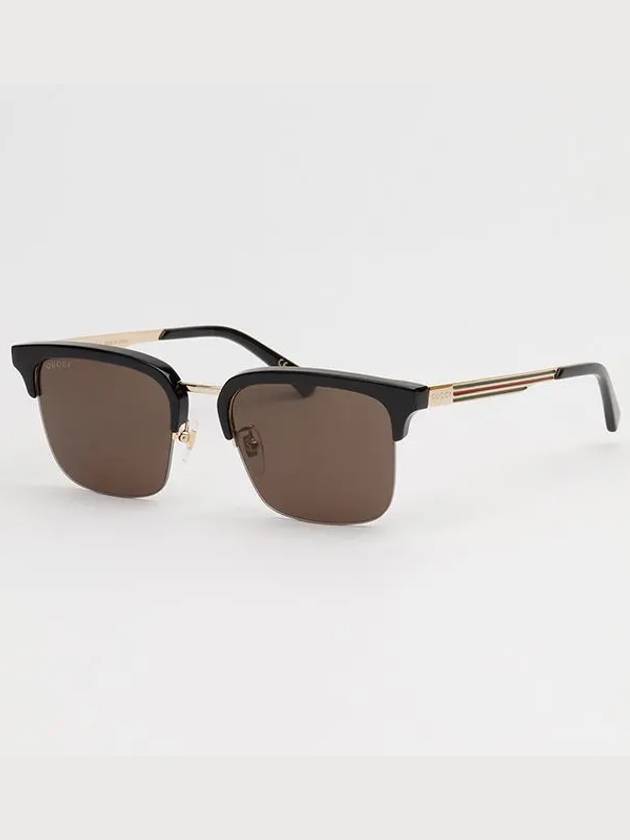 Eyewear Logo Web Rectangular Frame Sunglasses Gold Black - GUCCI - BALAAN 3