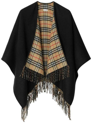 Check Reversible Wool Cape Black - BURBERRY - BALAAN 1