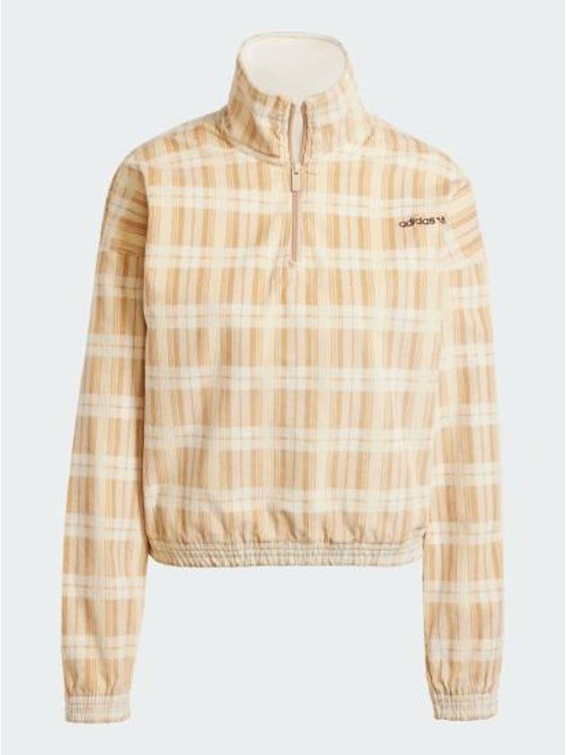 Corduroy Tartan Half Zip Sweatshirt Magic Beige - ADIDAS - BALAAN 2