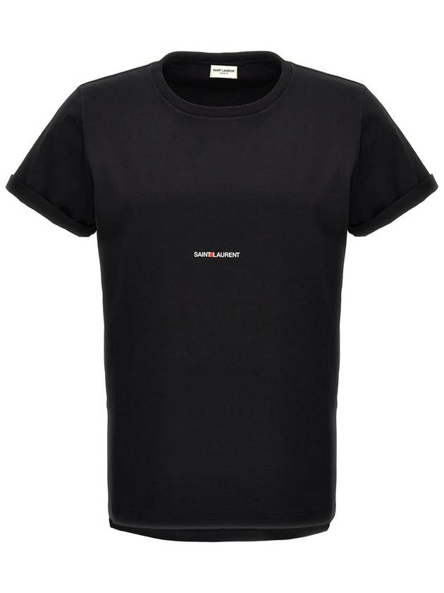 Men's Small Logo Short Sleeve T-Shirt Black - SAINT LAURENT - BALAAN 2