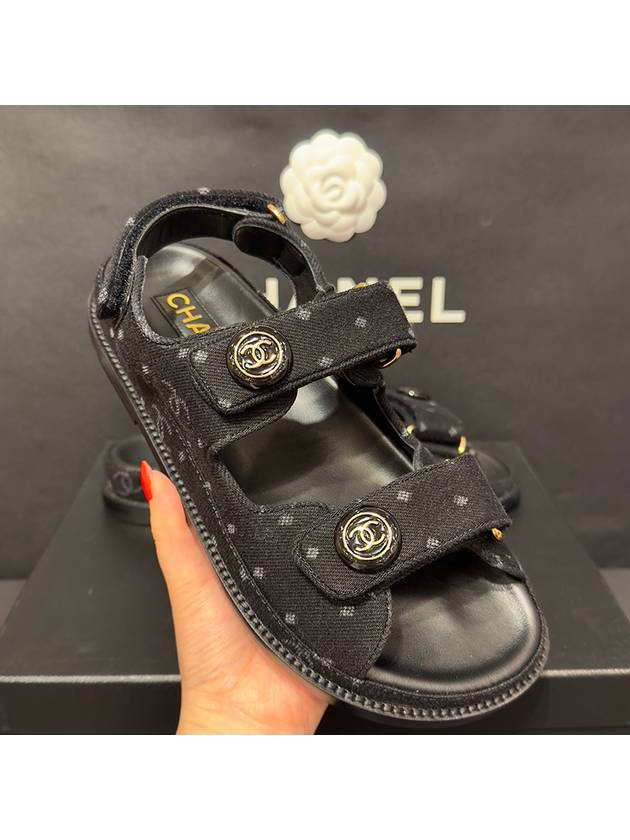 Sandals 365 Black Denim Velcro Sandals - CHANEL - BALAAN 1