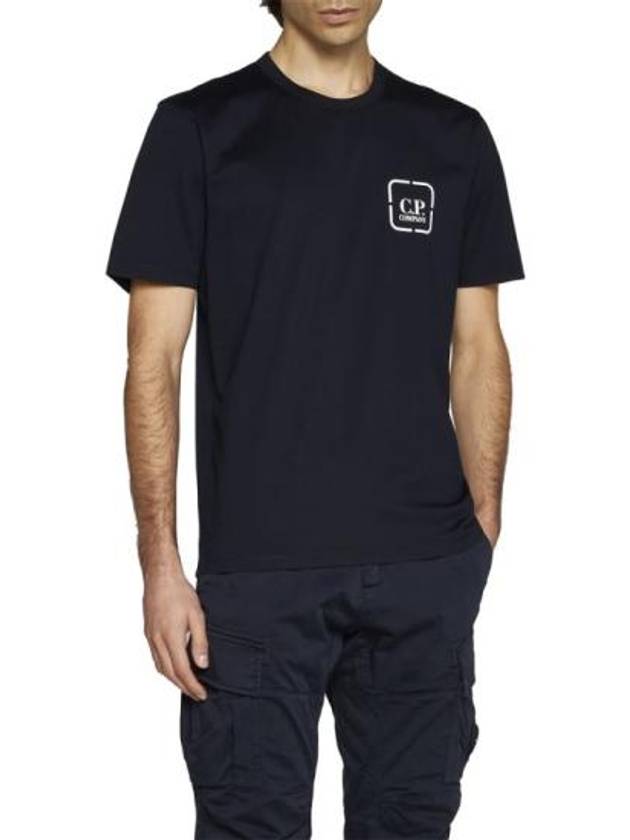 Metropolis Series Mercerized Jersey Reverse Graphic Short Sleeve T-Shirt Navy - CP COMPANY - BALAAN 3