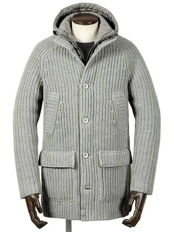 Men s Padded Hooded Knit Jacket Gray MC000149U 9404 Pep Guardiola - HERNO - BALAAN 1