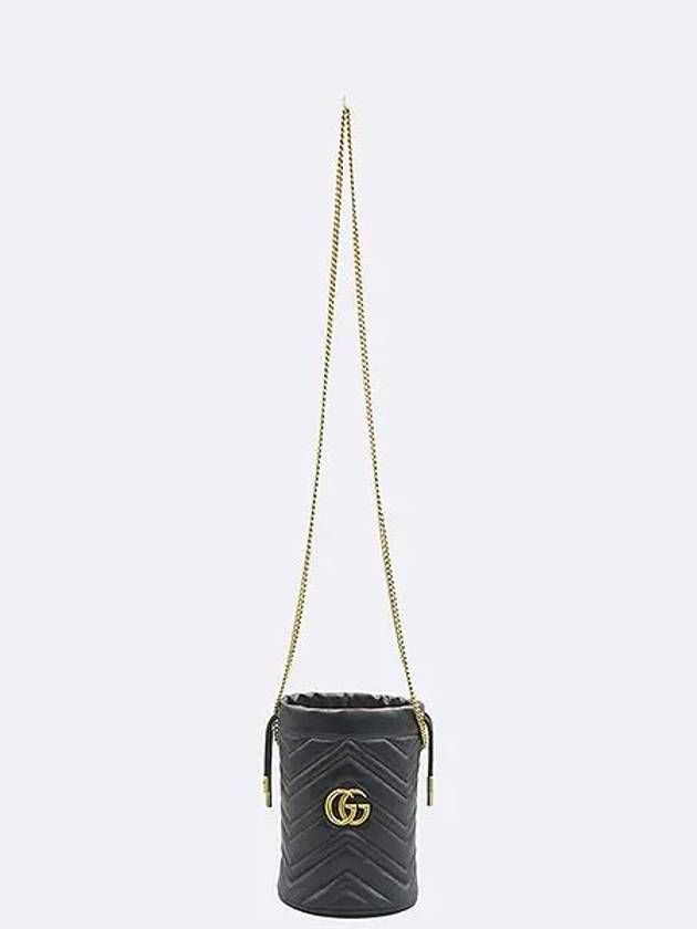 575163 Black leather GG Marmont mini bucket cross bag - GUCCI - BALAAN 4