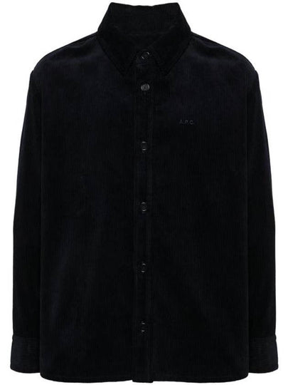 Bobby Embroidered Logo Corduroy Shirt Jacket Dark Navy - A.P.C. - BALAAN 2