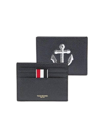 Pebble Grain Anchor Card Wallet Navy - THOM BROWNE - BALAAN 2