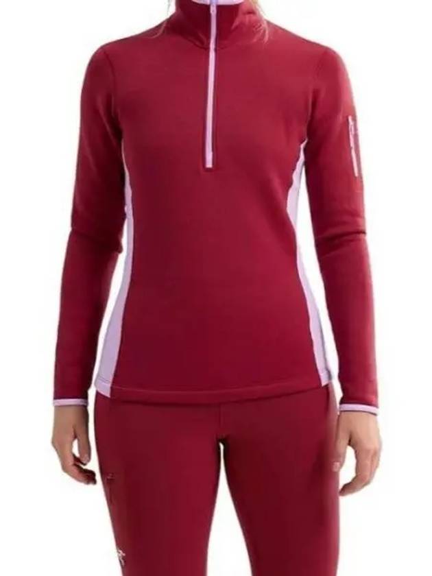 Rho Heavyweight Zip Neck Long Sleeve T-Shirt Red - ARC'TERYX - BALAAN 2