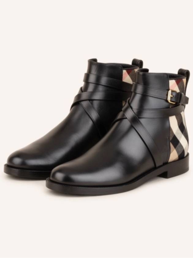 House Checked Leather Chelsea Boots Black - BURBERRY - BALAAN 2