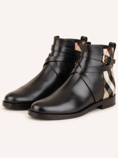 House Checked Leather Chelsea Boots Black - BURBERRY - BALAAN 2