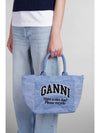 Embroidered Logo Small Tote Bag Blue - GANNI - BALAAN 3