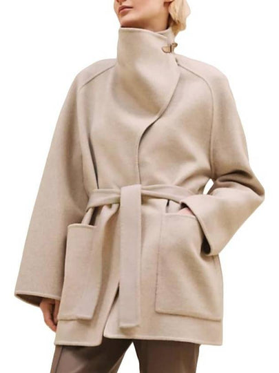 Women's Cashmere Single Coat Beige - HERMES - BALAAN 2