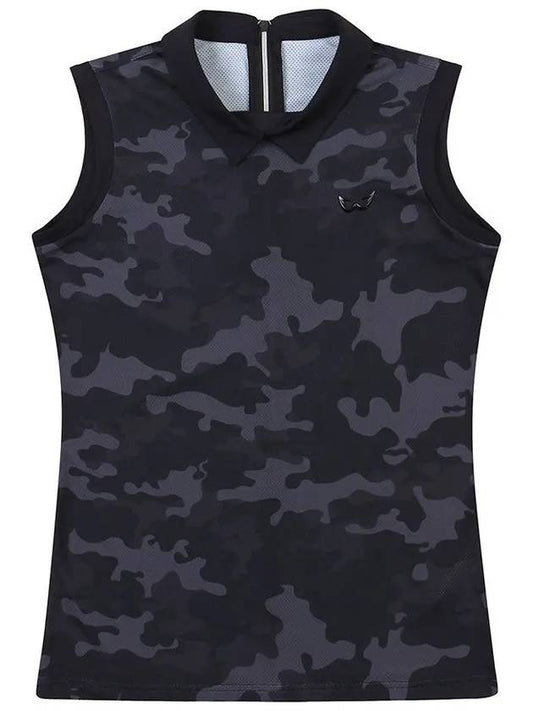 Golf Wear Military Print Sleeveless T-Shirt BLACK - WHITEBALL - BALAAN 1