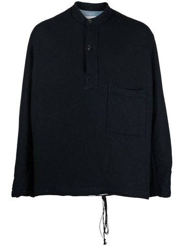 Collarless Wool Twill Jacket Navy - MAISON MARGIELA - BALAAN 1