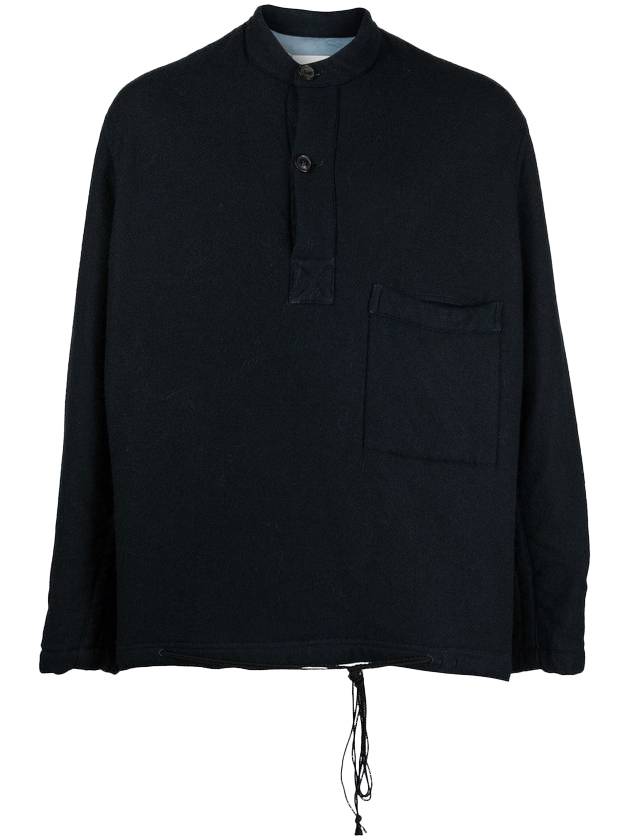 Collarless Wool Twill Jacket Navy - MAISON MARGIELA - BALAAN 1