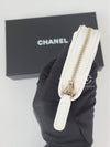 Gold Hardware Classic Grained Shiny Calfskin Zipped Coin Wallet White - CHANEL - BALAAN 7