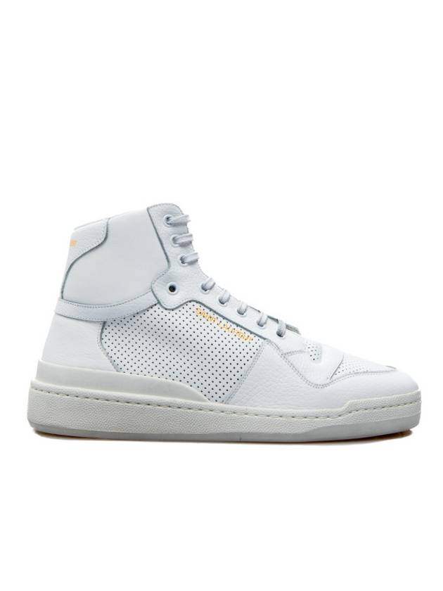 Men's SL24 Used-Look Perforated Leather Mid Top Sneakers White - SAINT LAURENT - BALAAN 2