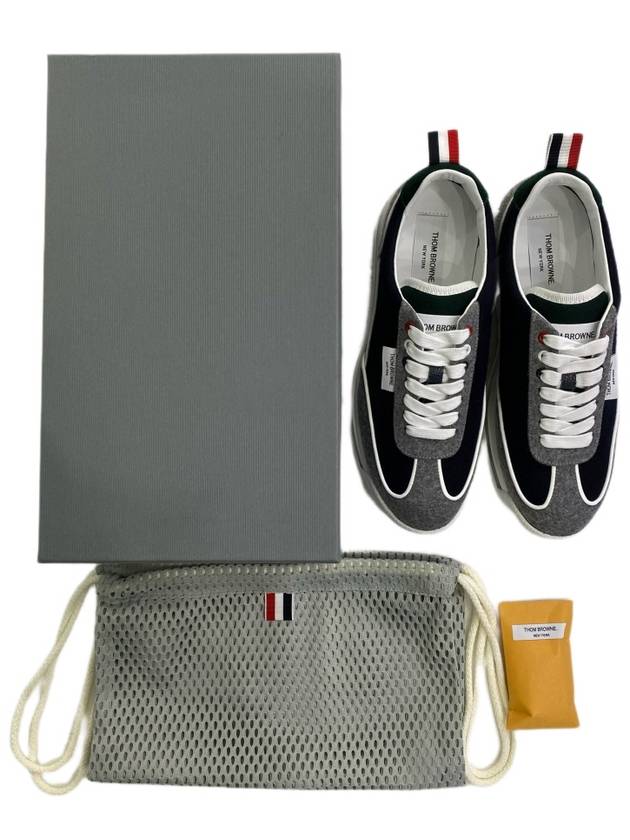 Melton Clear Sole Tech Runner Sneakers Navy Grey - THOM BROWNE - BALAAN 8