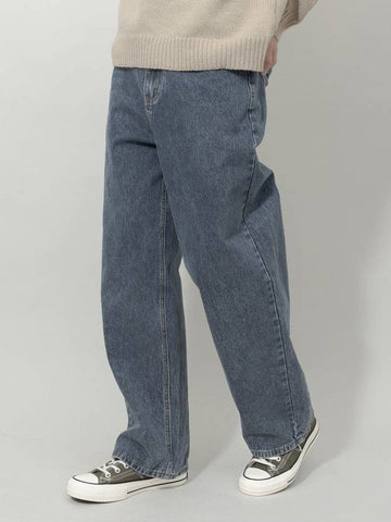 Winter peach brushed stone washed over-wide denim pants medium denim - GOLD PERCENT - BALAAN 1