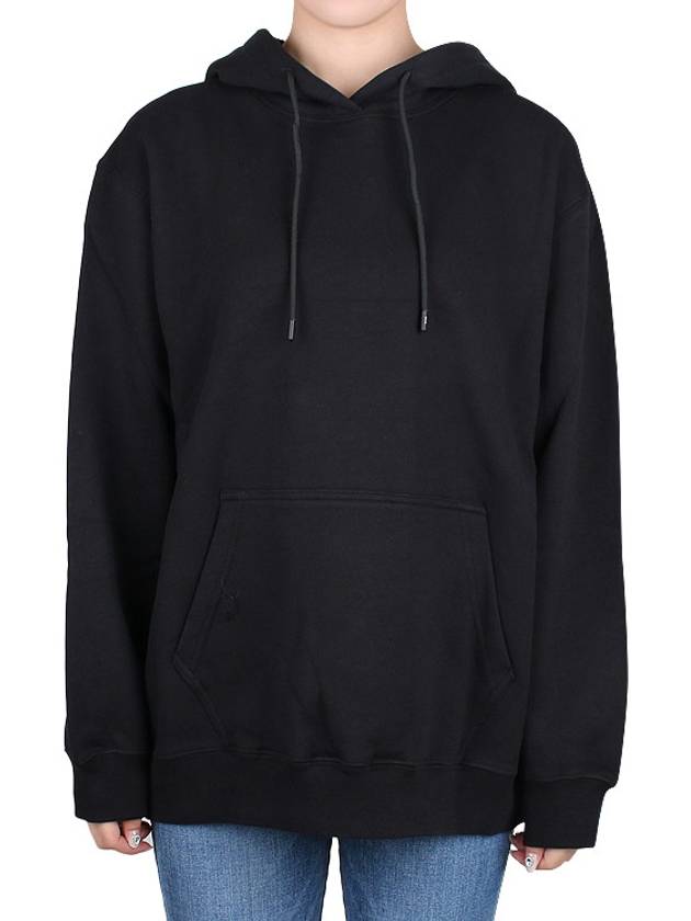 Maxi Logo Print Overfit Cotton Hoodie Black - MSGM - BALAAN 3