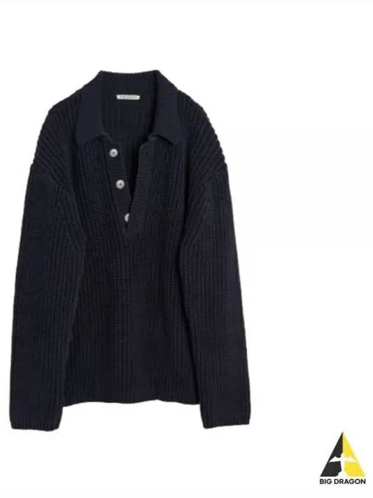 Big Piquet Chunky Cotton Rib Knit Top Navy - OUR LEGACY - BALAAN 2