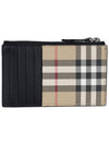 Vintage Check Leather Card Wallet Beige - BURBERRY - BALAAN 5