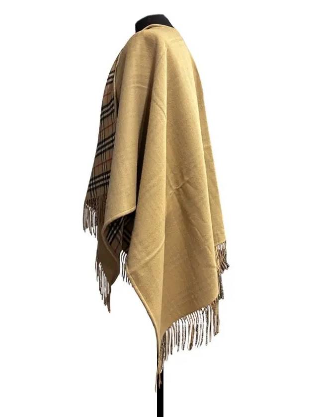 Women's Check Reversible Wool Cape Beige - BURBERRY - BALAAN 8