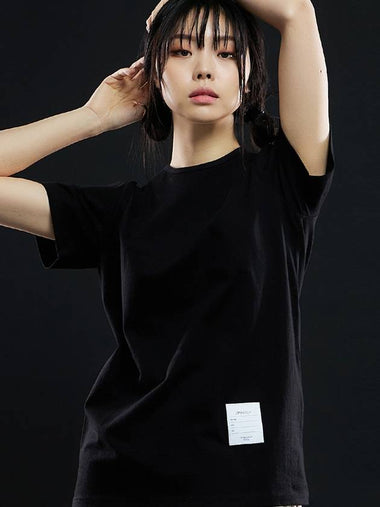 Basic Patch Short Sleeve T-Shirt Black - LMN3011 - BALAAN 1