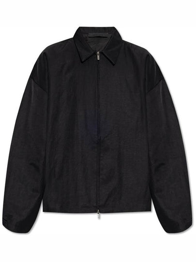 Essential Back Logo Textured Nylon Trucker Jacket Black - FEAR OF GOD ESSENTIALS - BALAAN 2