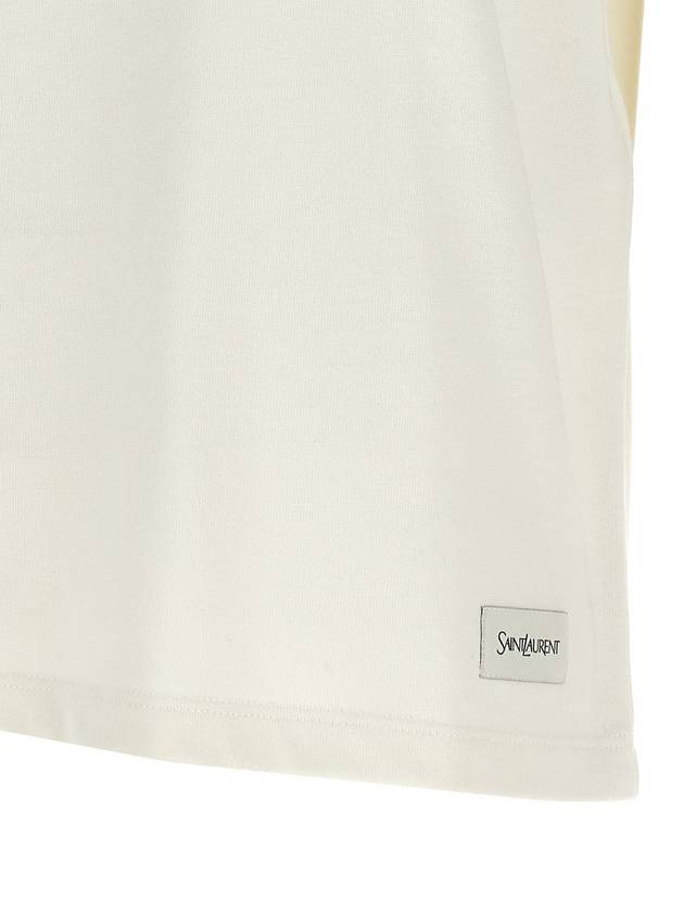 Logo Patch Crew Neck Short Sleeve T-Shirt White - SAINT LAURENT - BALAAN 4