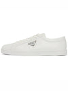 Brushed Leather Low Top Sneakers White - PRADA - BALAAN 5