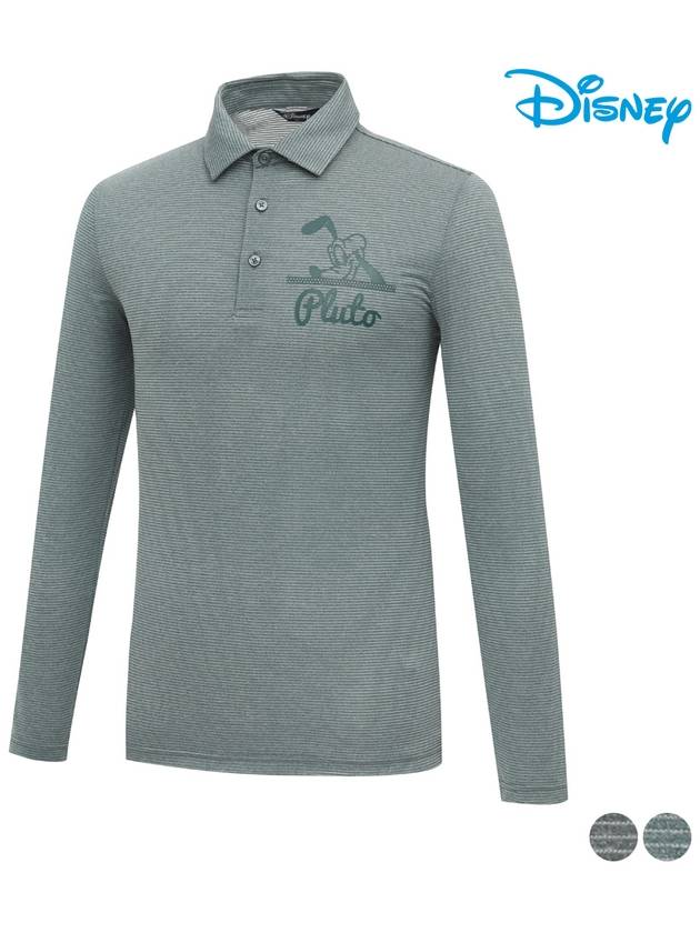 Disney Striped Logo Long Sleeve Collar T-Shirt DO1MTS011 - DISNEY GOLF - BALAAN 1