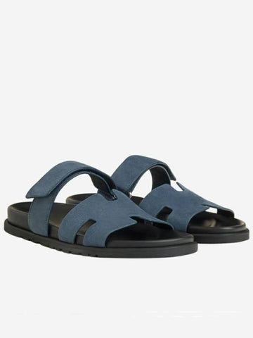 Chypre Men's Sandals Navy Suede - HERMES - BALAAN 1