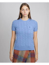 Embroidery Pony Shorts Sleeve Knit Top Blue - POLO RALPH LAUREN - BALAAN 1