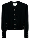 Crew Neck Cashmere Crop Cardigan Black - THOM BROWNE - BALAAN 2