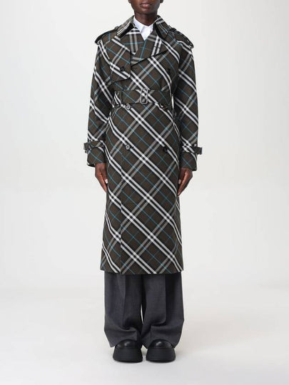 Check Long Cotton Blend Trench Coat Snug - BURBERRY - BALAAN 2