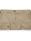 Women's Cargo Pocket Chino Mini A-Line Skirt Beige - MIU MIU - BALAAN.