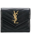 Matelasse Monogram Quilting Flap Half Wallet Black - SAINT LAURENT - BALAAN 3