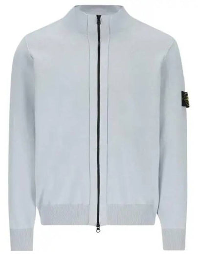 Wappen Patch Cotton Zip-Up Cardigan Sky Blue - STONE ISLAND - BALAAN 2